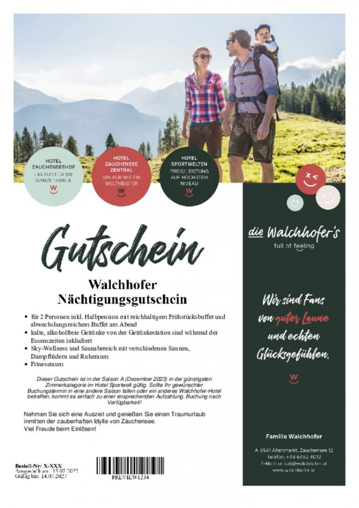 Walchhofer Nächtigungsgutschein